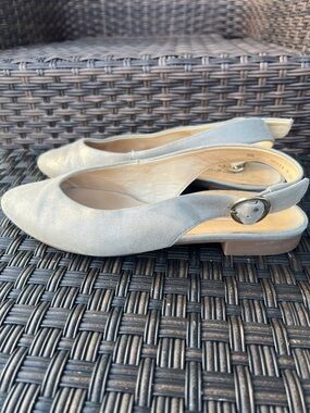 Paul Green Metallic Silver Pointed Slingback Mules